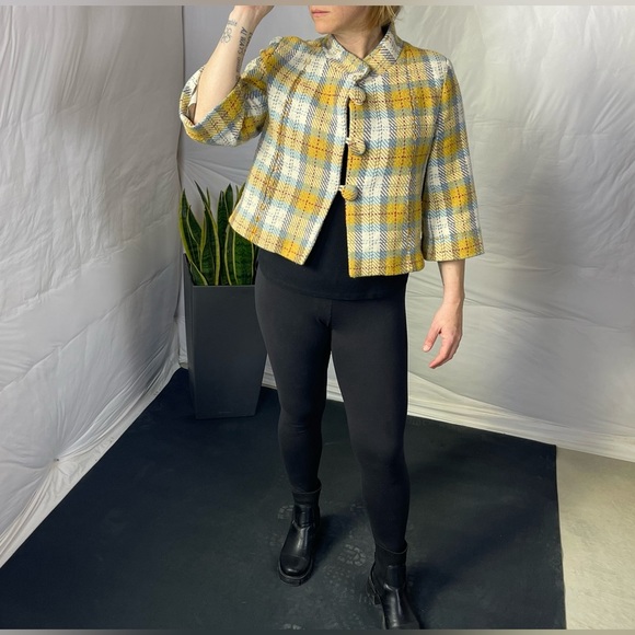 Retro Mustard Plaid Jacket - Picture 3 of 9